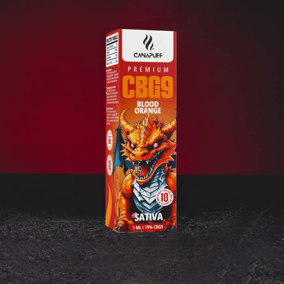 CBG9 Vape Pen 79% 1ml Blood Orange – gyümölcsös vape vérnarancs, málna és citrusos frissesség intenzív tónusaival