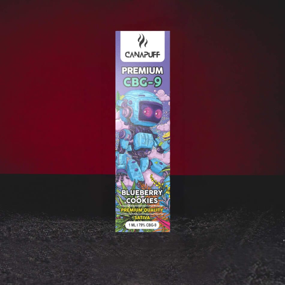 CBG9 Vape Pen 79% 1ml Blueberry Cookie – édes vape áfonya, kekszes alap, fenyő és finom gyógynövényes menta tónusaival