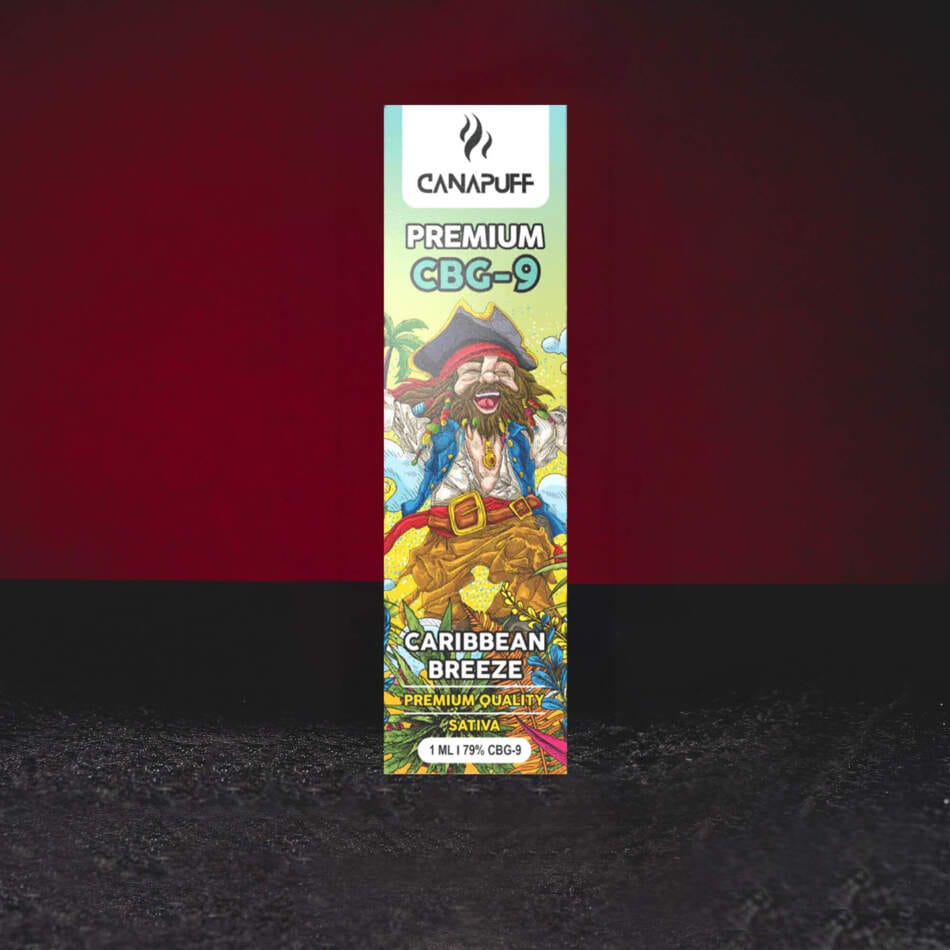 CBG9 Vape Pen 79% 1ml Caribbean Breeze – trópusi vape ananász, eper, guava, kókuszkrém és hibiszkuszos tónusok aromájával