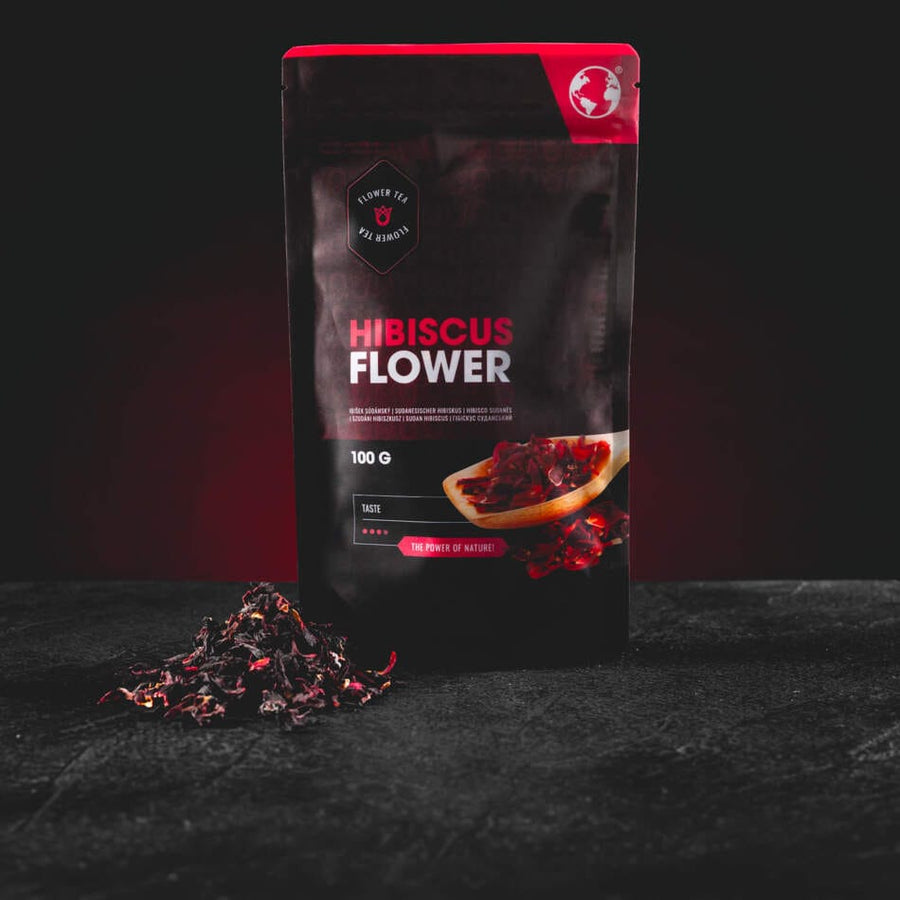 Kratom World Hibiscus Flower 100 g – 100% szudáni hibiszkusz karkadé, frissítően savanykás gyógynövénytea készítéséhez